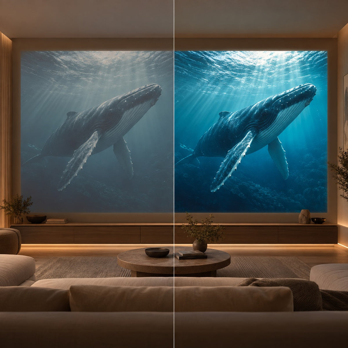 ProjektorLand Aura Laser projektor – 4K UHD-kompatibel, oprindelig Full HD 1080p, 1100 ANSI lumens