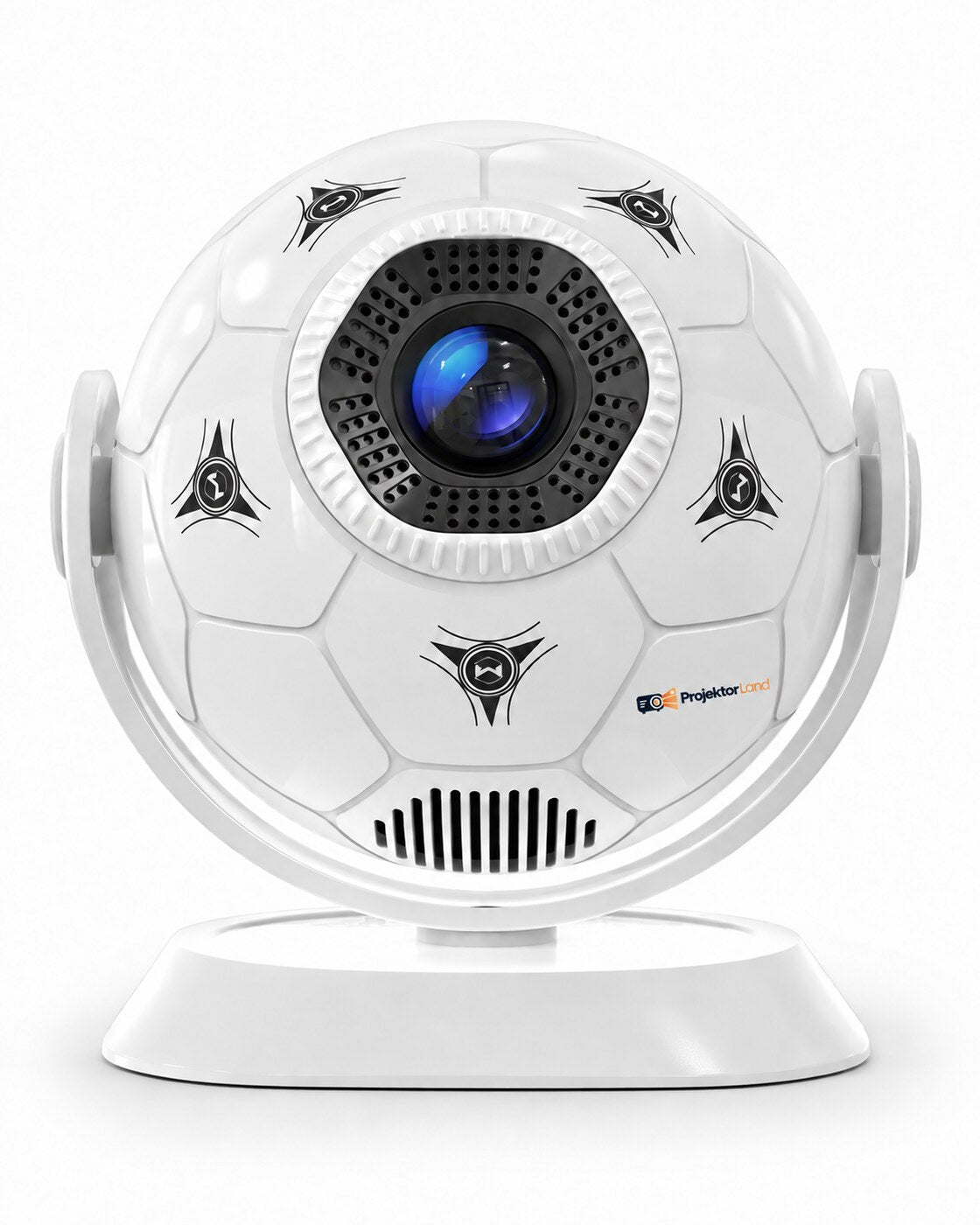 ProjektorLand Orbit mini-projektor – 300 ANSI lumen, Android 14, Wi-Fi, Bluetooth 5.4 og 35–135 tommer billede