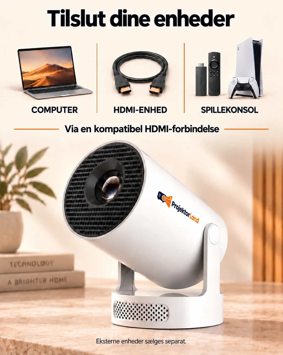 Projektor med 4K-understøttelse, 330 ANSI-lumen – Luma One, Full HD 1080p, Wi-Fi 6 og Bluetooth 5.0