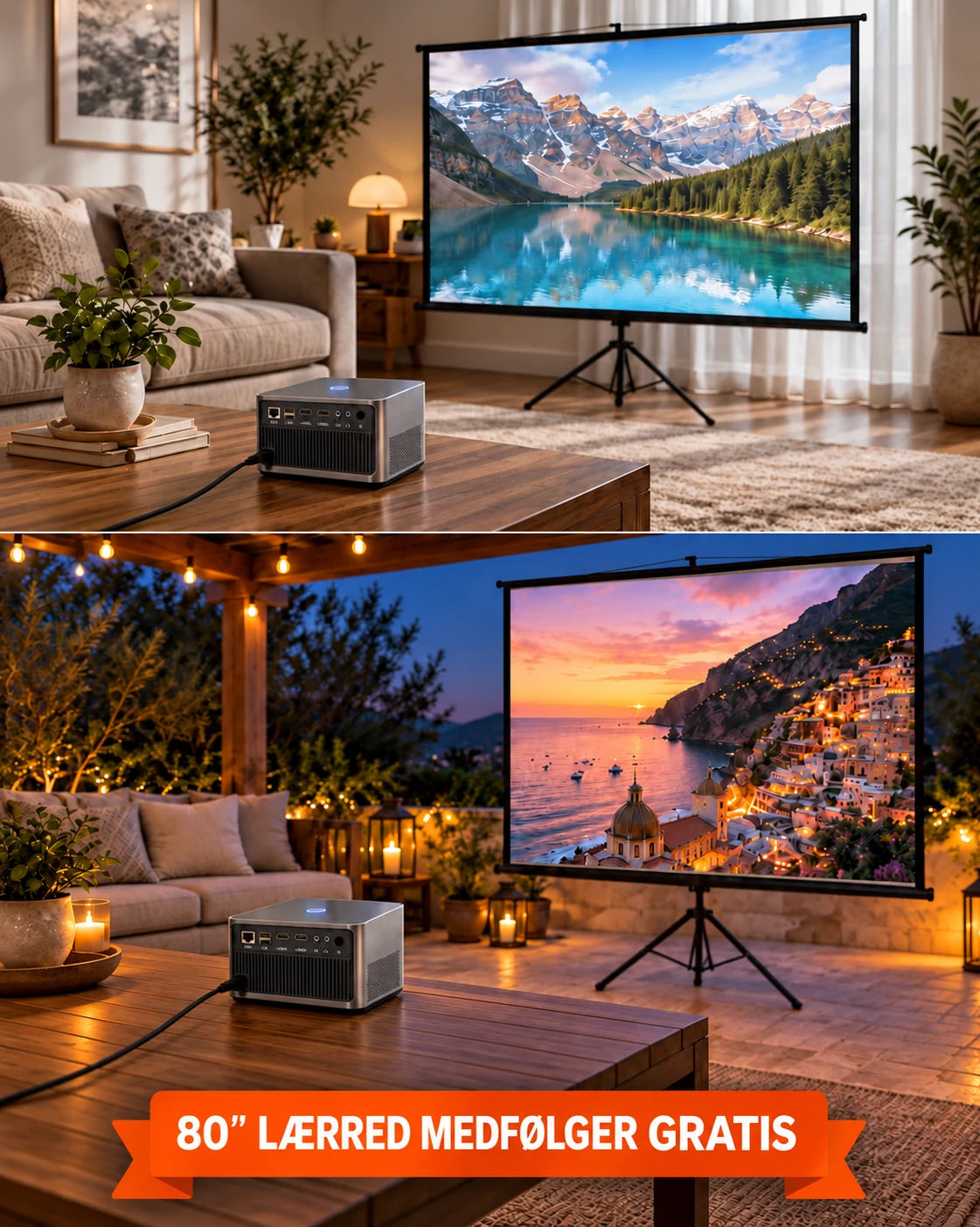 ProjektorLand Grand Cinema projektor – 4K-kompatibel, oprindelig Full HD 1080p, 580 ANSI lumens, HDMI og USB