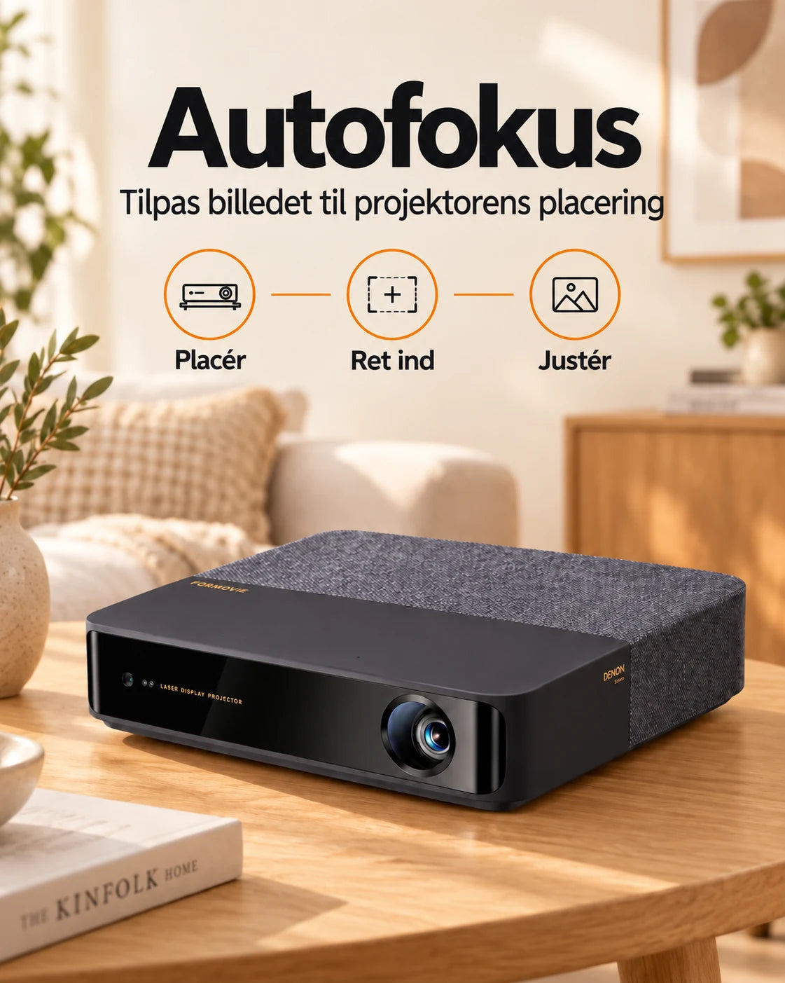 ProjektorLand Aura Laser projektor – 4K UHD-kompatibel, oprindelig Full HD 1080p, 1100 ANSI lumens