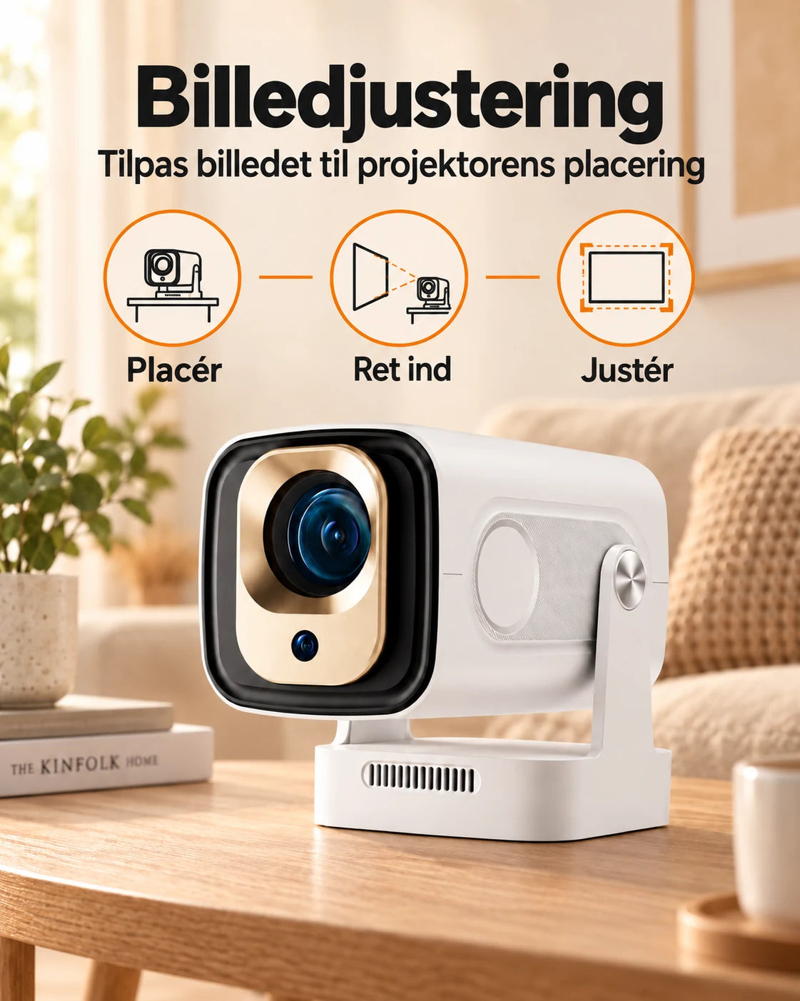 ProjektorLand Nova mini-projektor – 260 ANSI lumen, oprindelig Full HD 1080p, Android, Wi-Fi 6 og Bluetooth 5.4