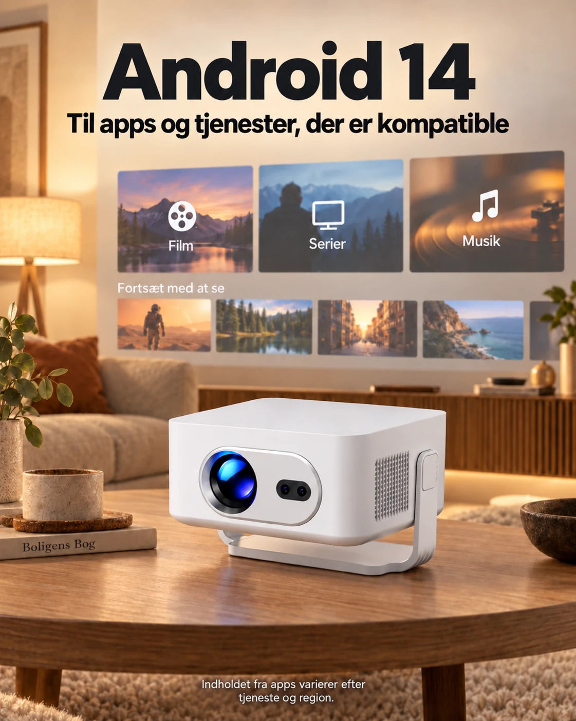 ProjektorLand Vista Max mini-projektor – 260 ANSI lumen, oprindelig HD 720p, autofokus, Android 14 og Wi-Fi 6 – Produktpresentation 2