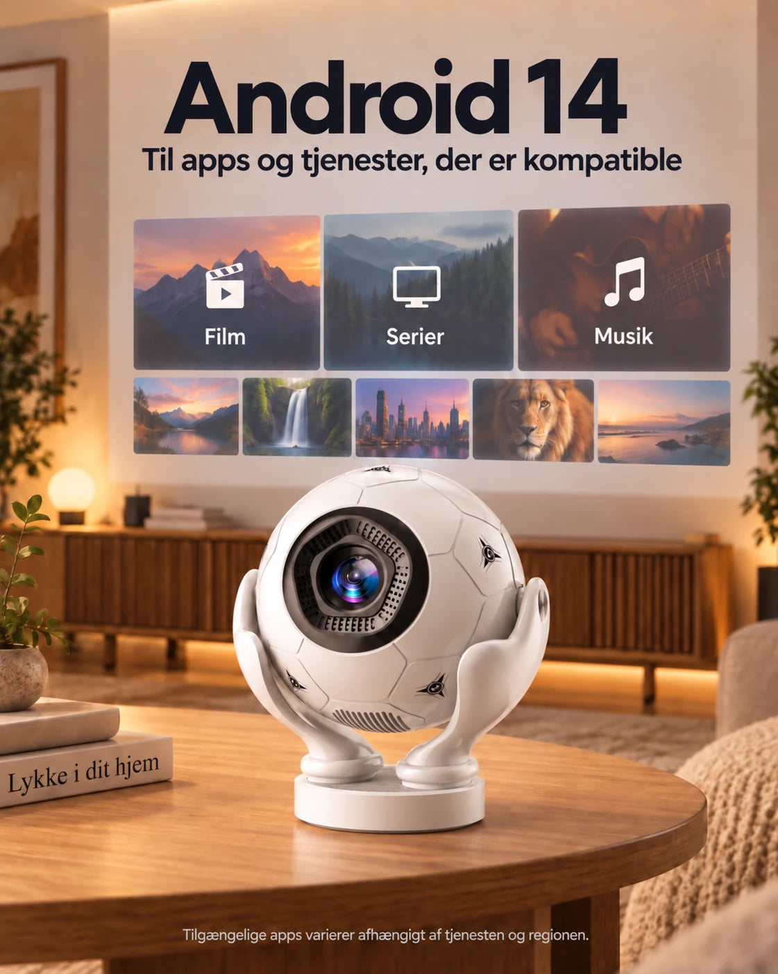ProjektorLand Orbit Pro mini-projektor – 500 ANSI lumen, oprindelig Full HD 1080p, elektronisk fokus, Android 14 og Wi-Fi 6 – Produktpresentation 2